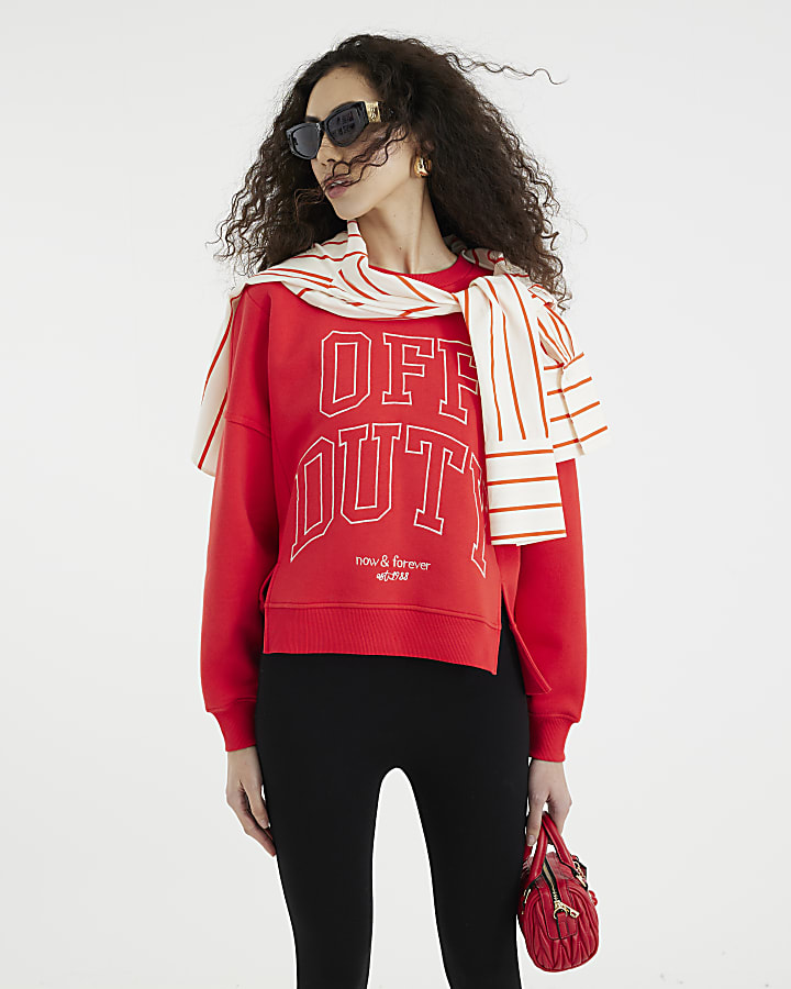 Red Long Sleeve Off Duty Sweatshirt