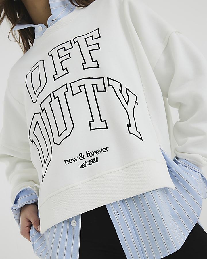 White Long Sleeve Off Duty Sweatshirt