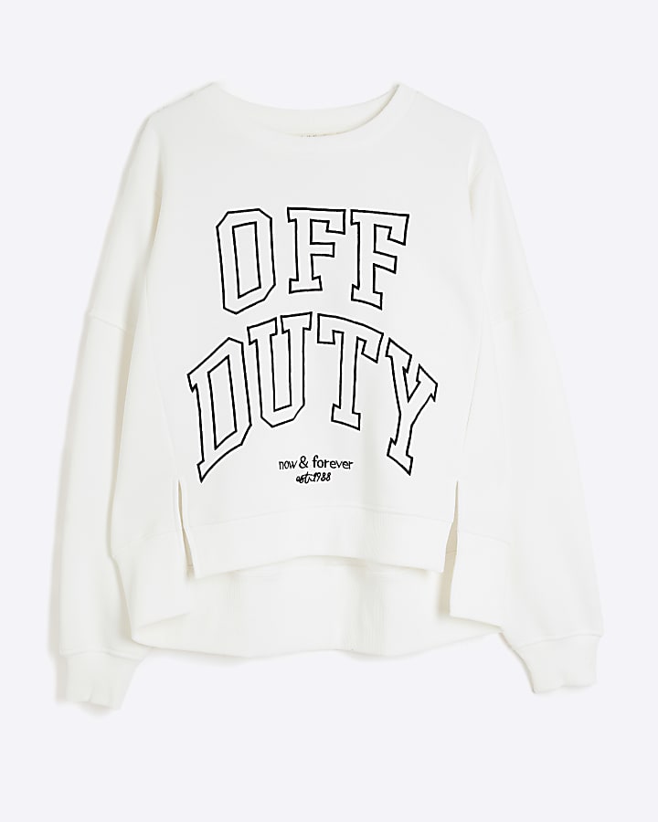 White Long Sleeve Off Duty Sweatshirt