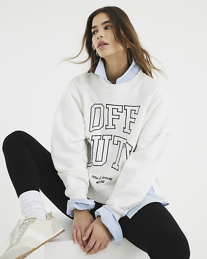 White Long Sleeve Off Duty Sweatshirt