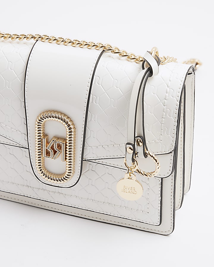 White Panelled Monogram Shoulder Bag