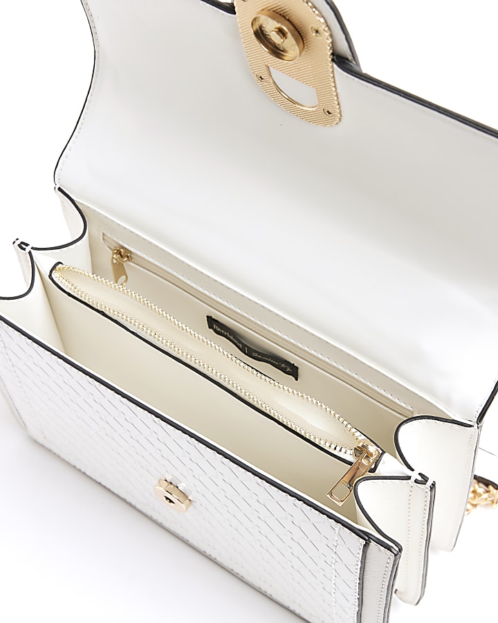 White Panelled Monogram Shoulder Bag