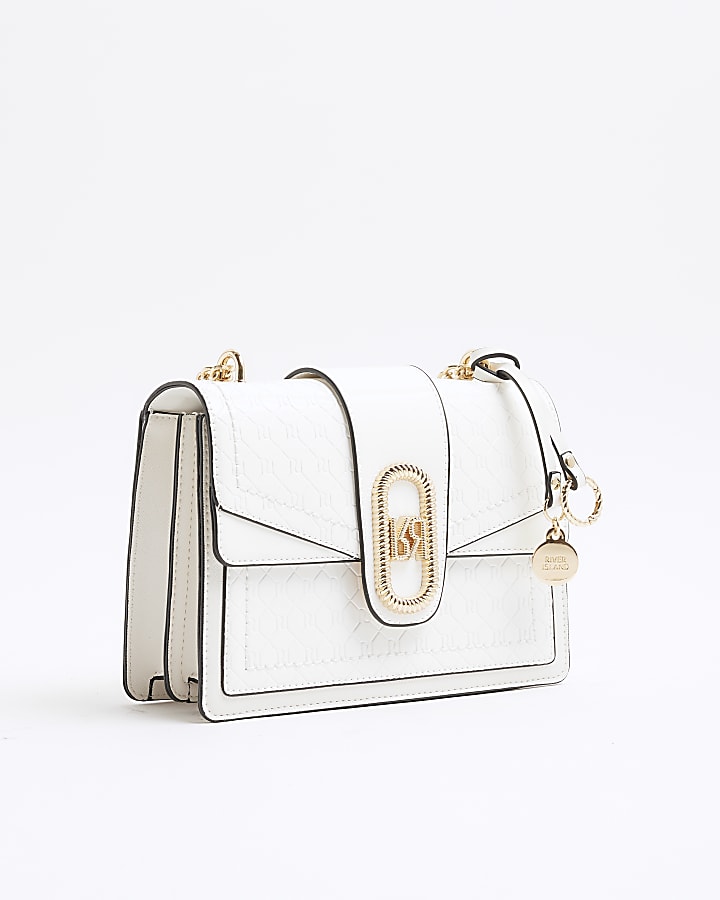 White Panelled Monogram Shoulder Bag