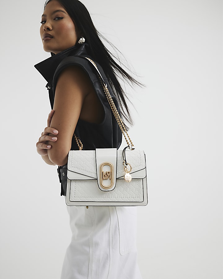 White Panelled Monogram Shoulder Bag