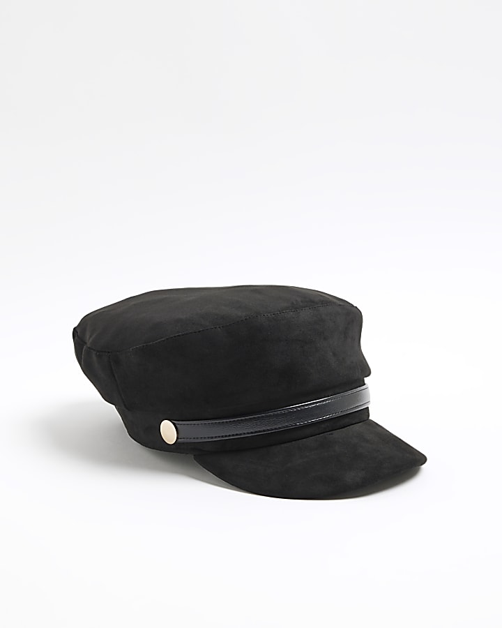 Black Suedette Snaffle Baker Boy Hat