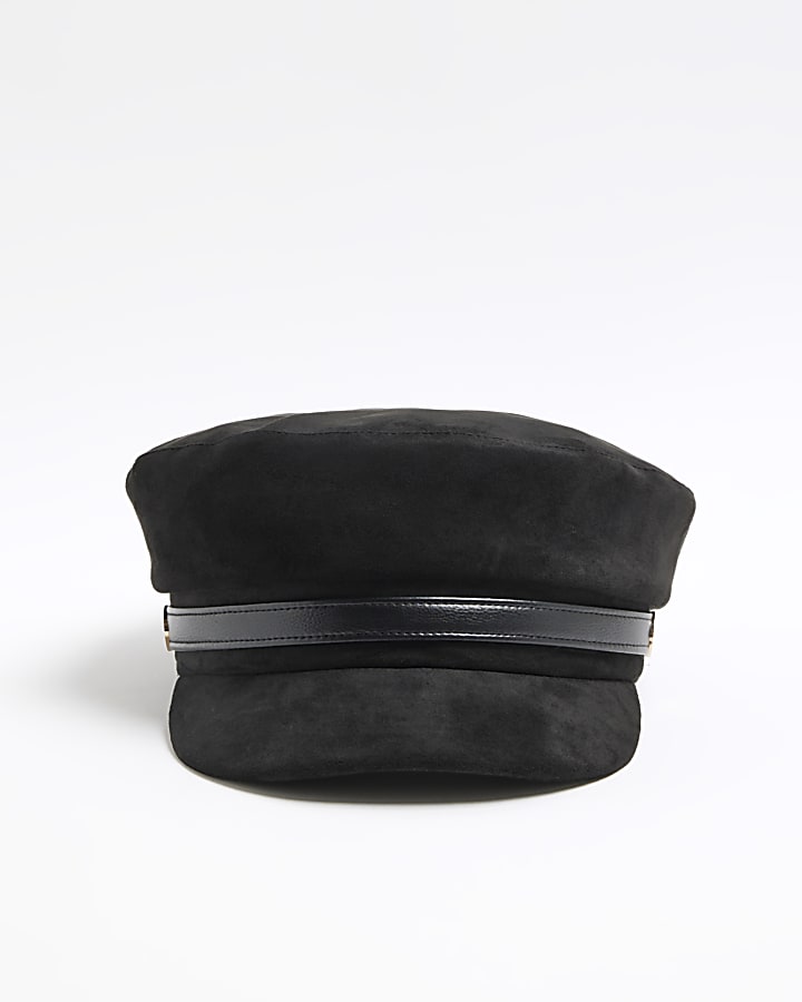 Black Suedette Snaffle Baker Boy Hat