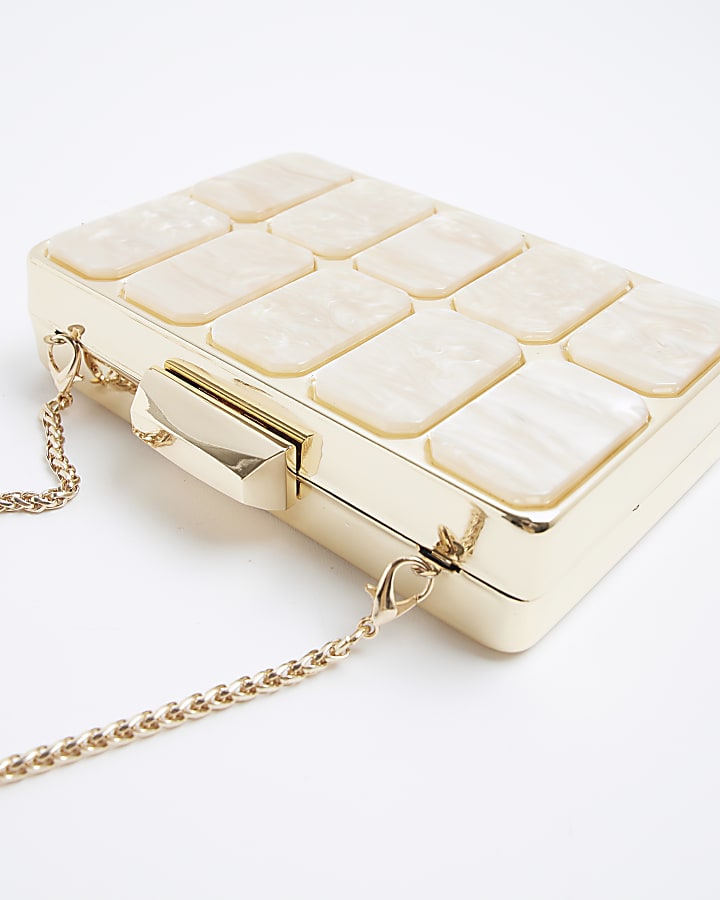 Gold Resin Hard Clutch Bag