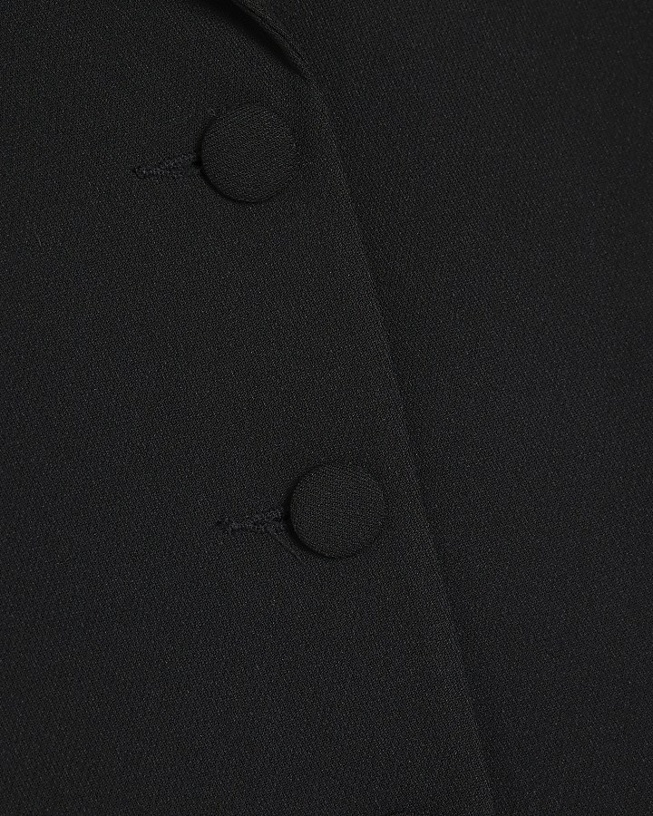 Black High Neck Fitted Blazer