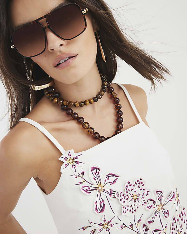White Premium Floral Cami Shift Mini Dress