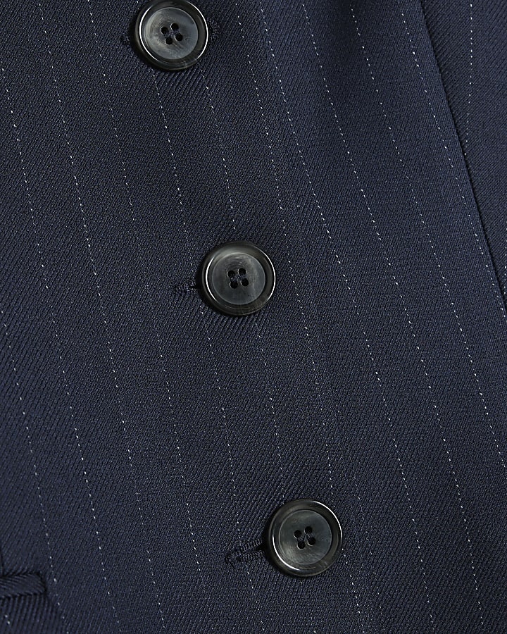Navy Stripe Scoop Neck Blazer