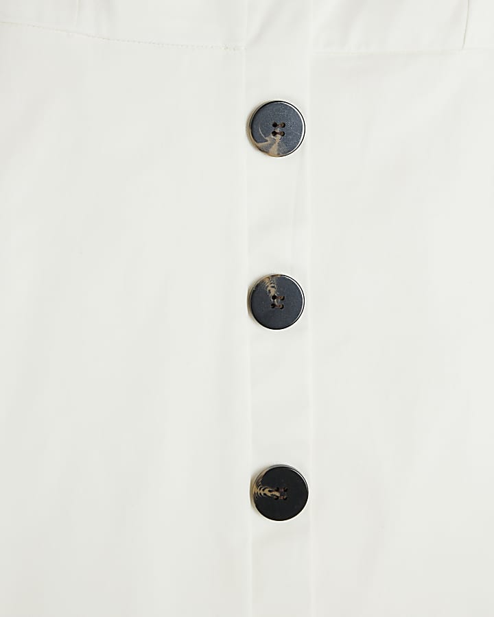 White Sleeveless Button Shift Mini Dress