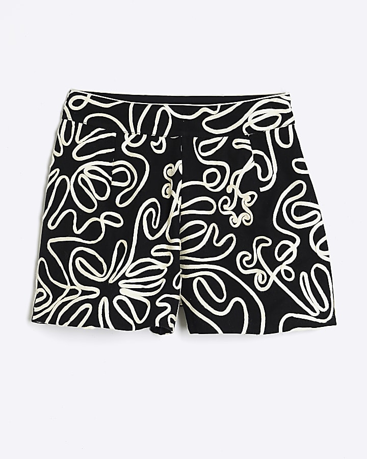 Black Embroidered Shorts