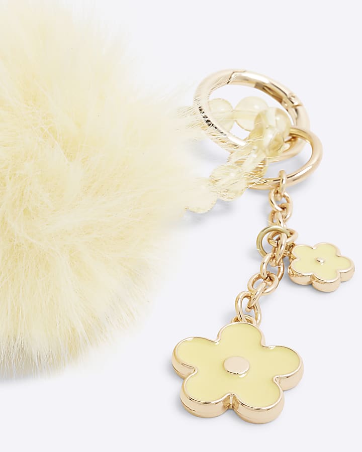 Yellow Pom Pom Floral Bag Charm