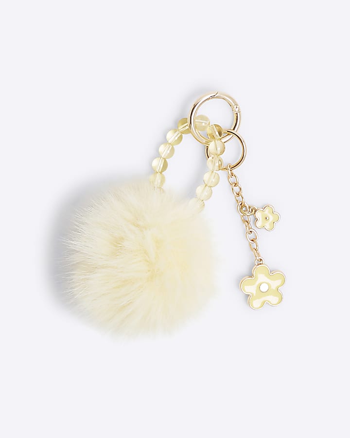 Yellow Pom Pom Floral Bag Charm