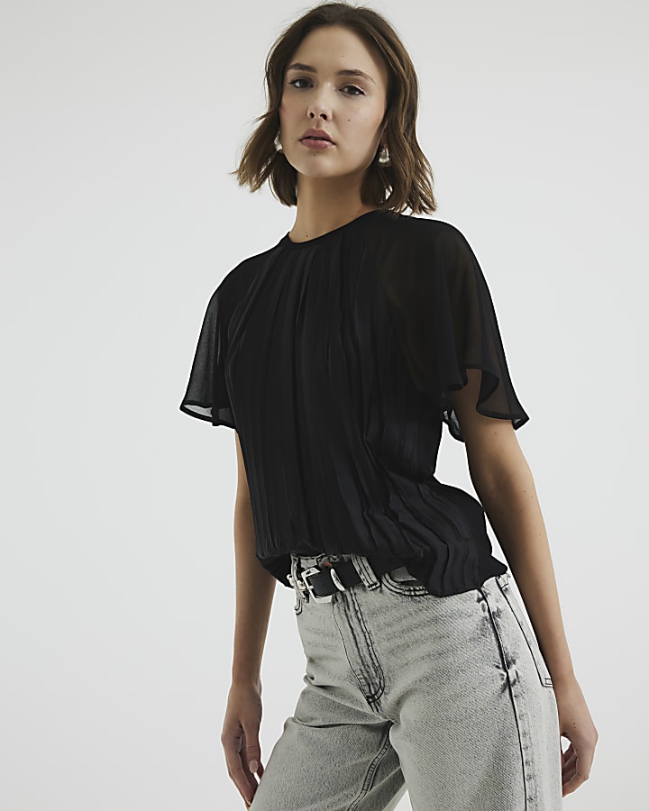 Black Short Sleeved Sheer T-Shirt