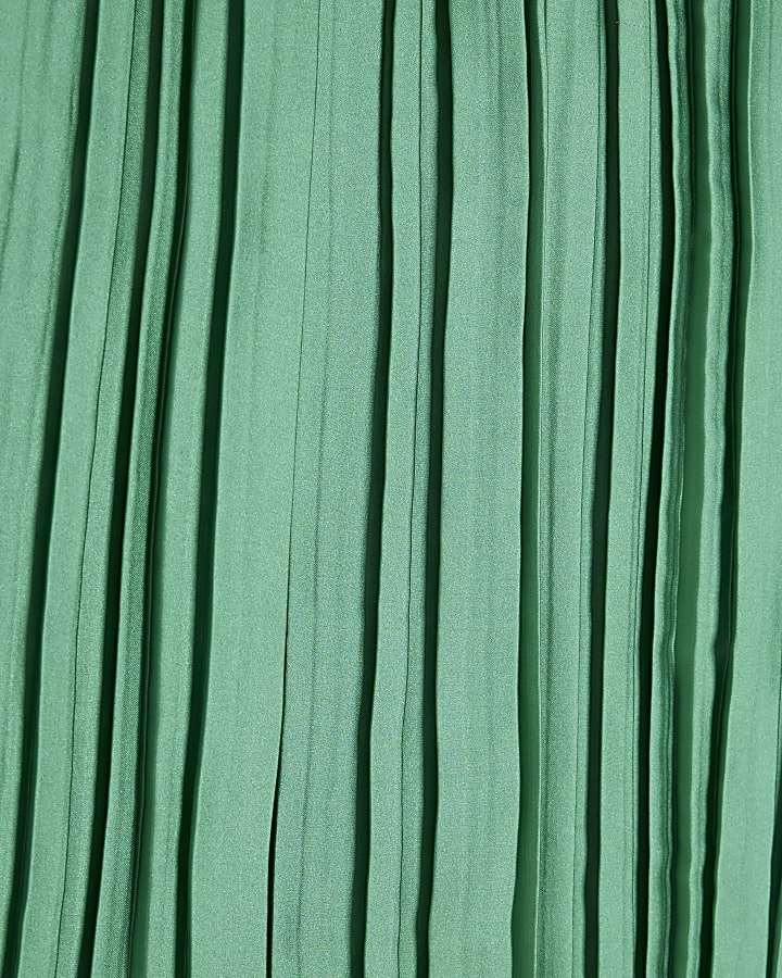 Green Short Sleeve Pleated Hybrid T-shirt