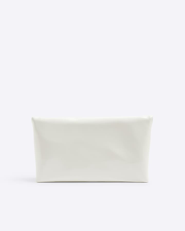 White Roll Top Clutch Bag