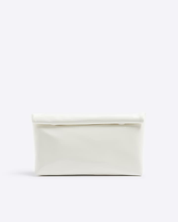 White Roll Top Clutch Bag