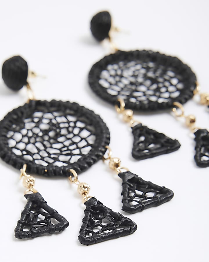 Black Crochet Drop Earrings