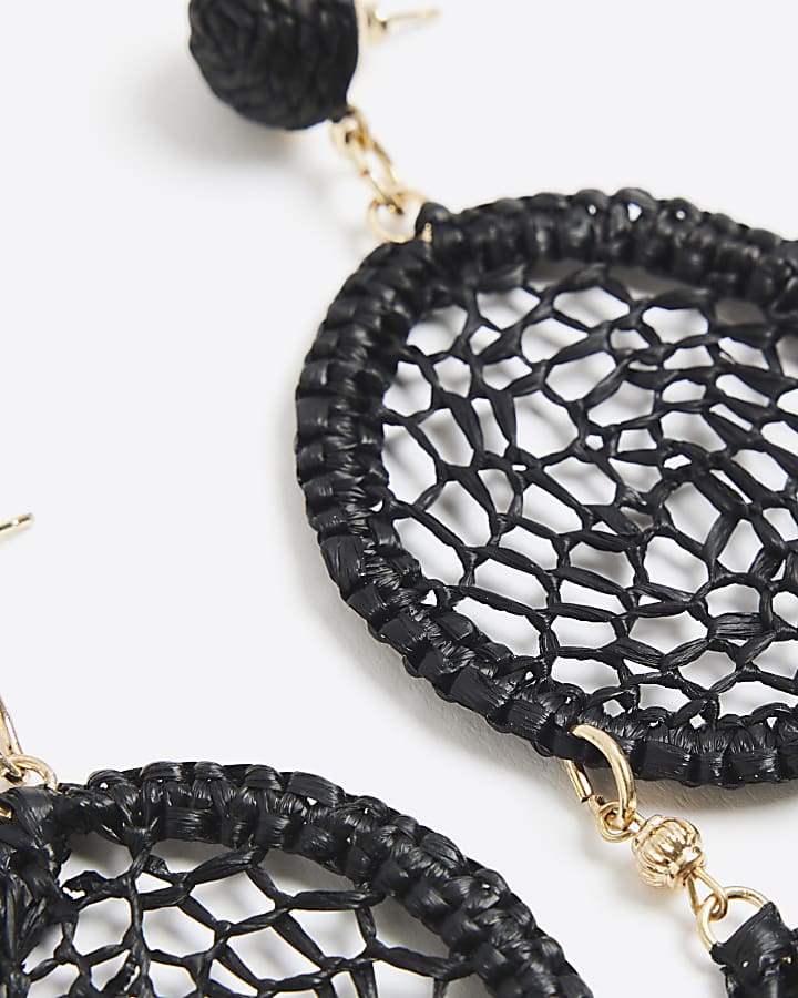 Black Crochet Drop Earrings