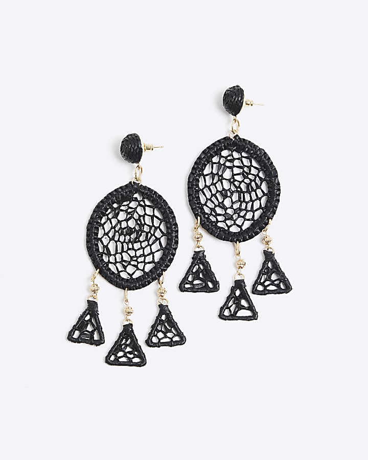 Black Crochet Drop Earrings