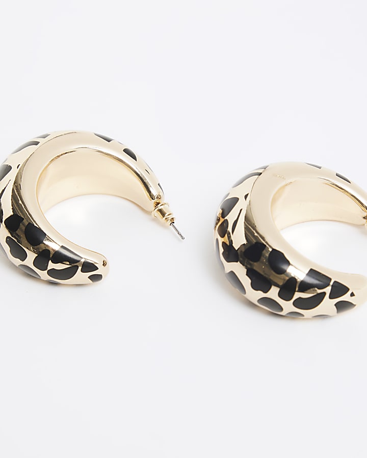 Gold Leopard Hoop Earrings