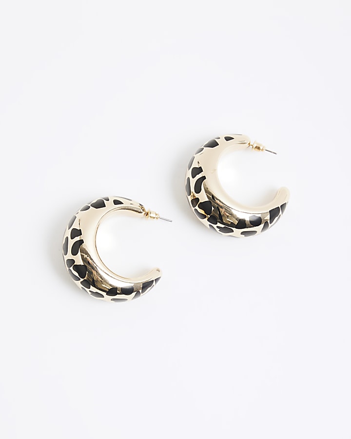 Gold Leopard Hoop Earrings