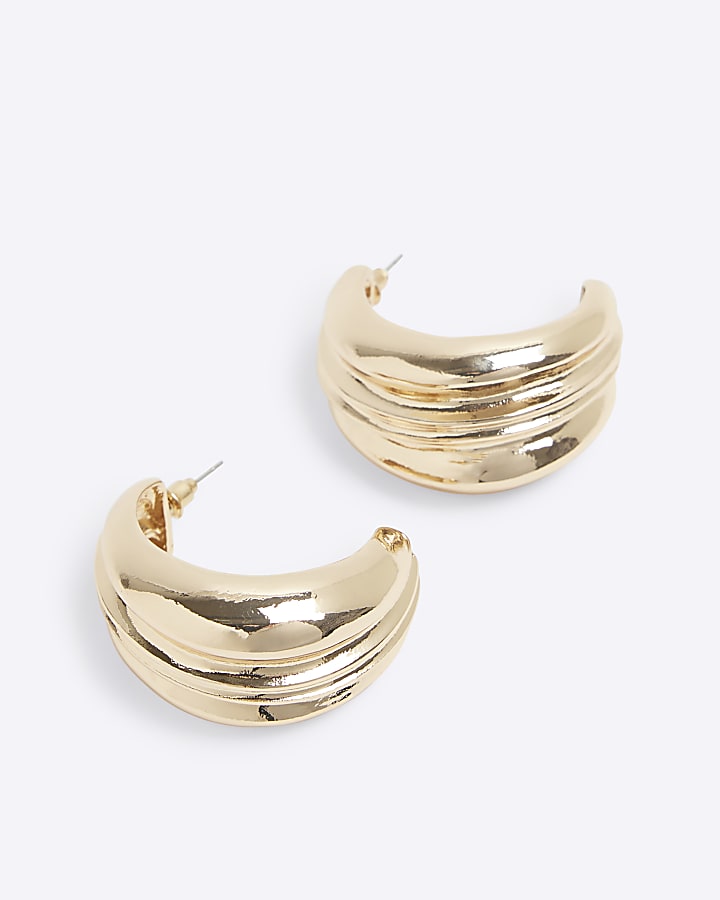 Gold Molten Hoop Earrings