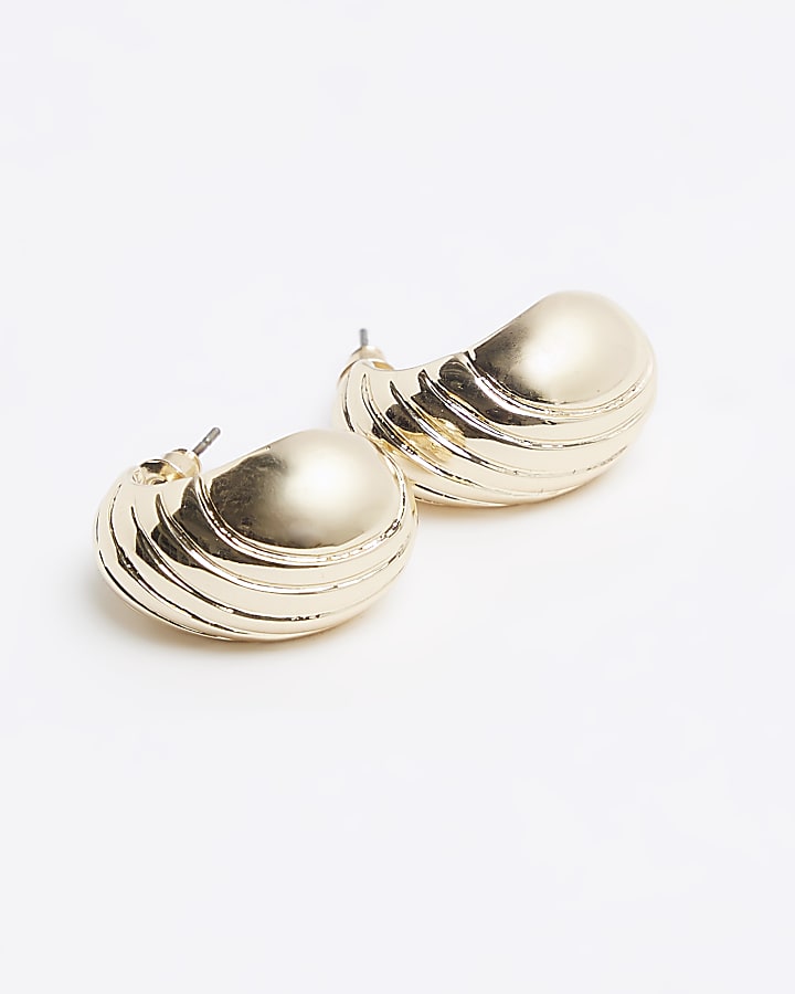 Gold Plisse Dome Stud Earrings