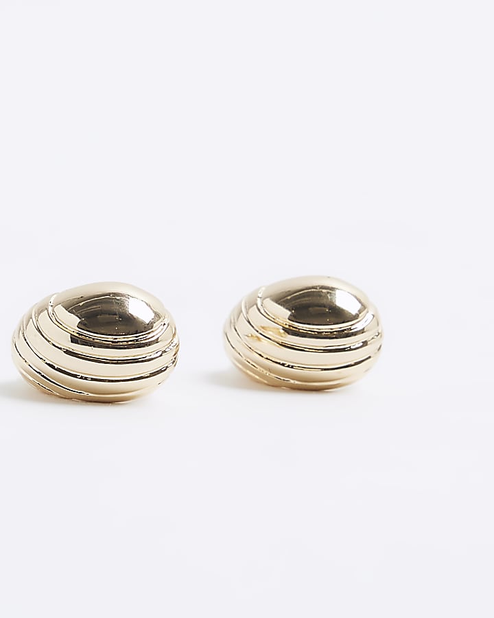 Gold Plisse Dome Stud Earrings