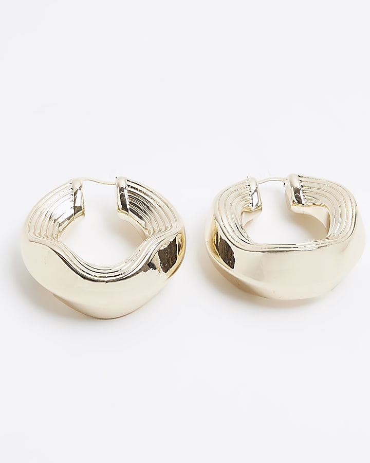Gold Organic Hoop Earrings