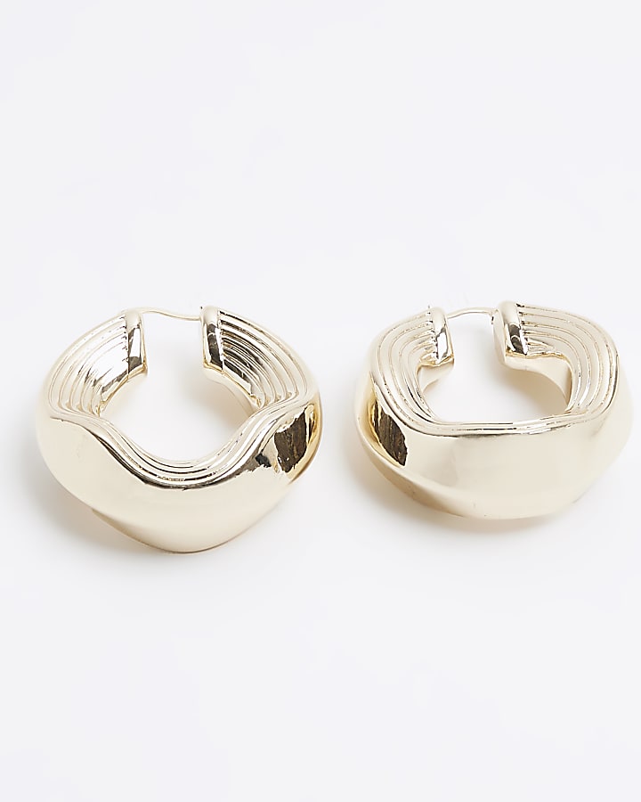 Gold Organic Hoop Earrings