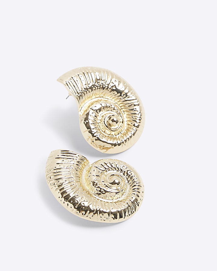 Gold Mega Shell Stud Earrings