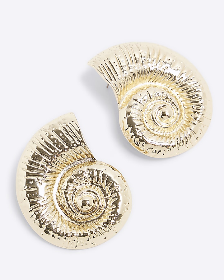 Gold Mega Shell Stud Earrings