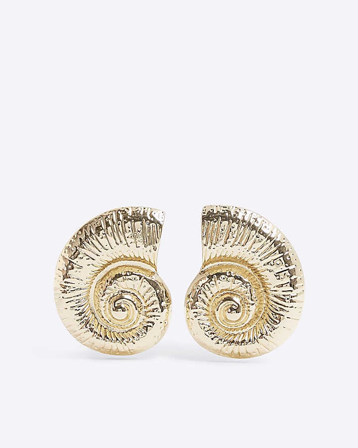 Gold Mega Shell Stud Earrings