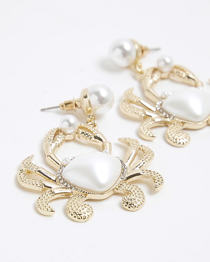 Gold Crab Drop Earrings