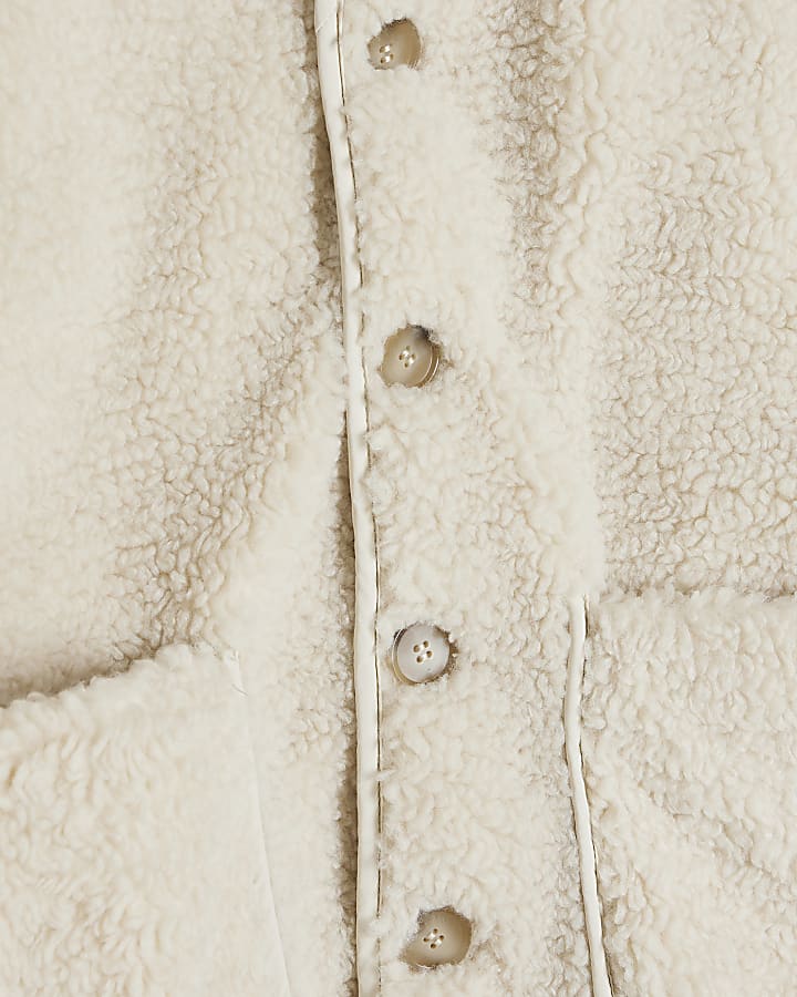 Cream Reversible Borg Quilted Jacket