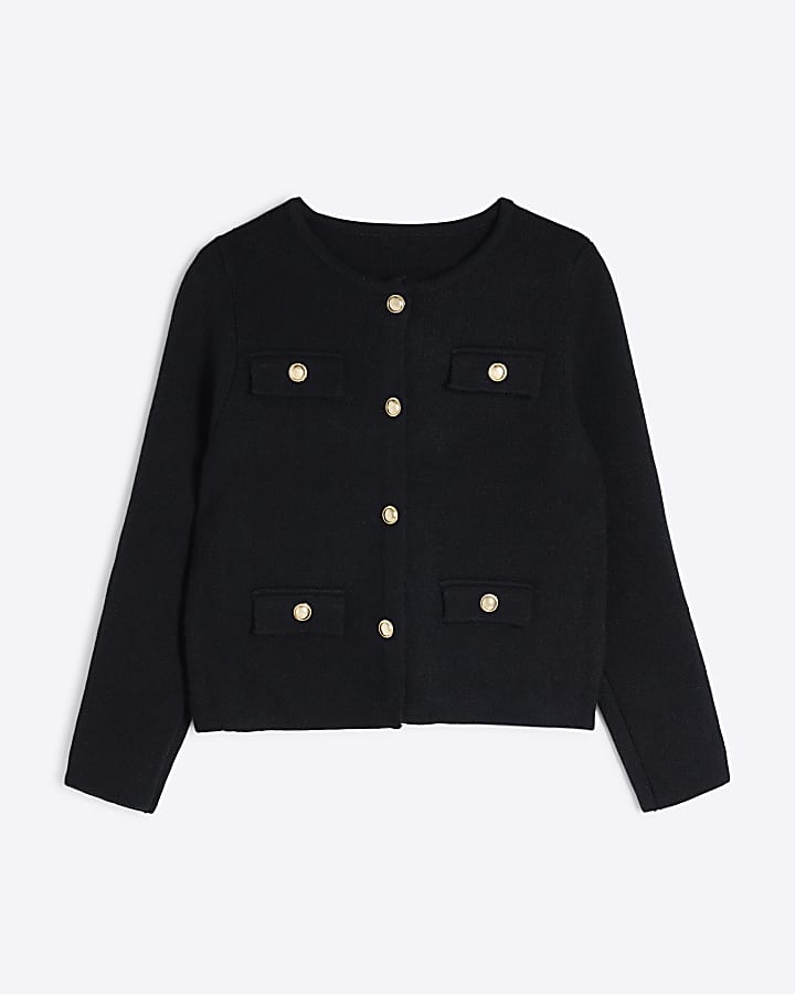 Black Multi Button Knit Cardigan