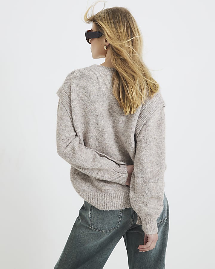 Brown Side Button Jumper