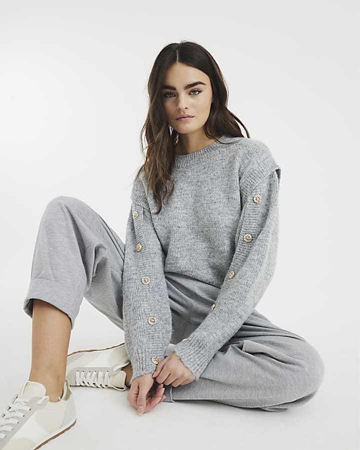 Grey Side Button Jumper