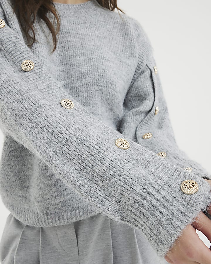 Grey Side Button Jumper