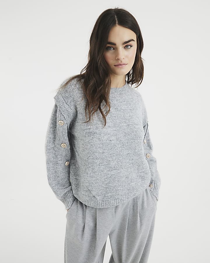 Grey Side Button Jumper