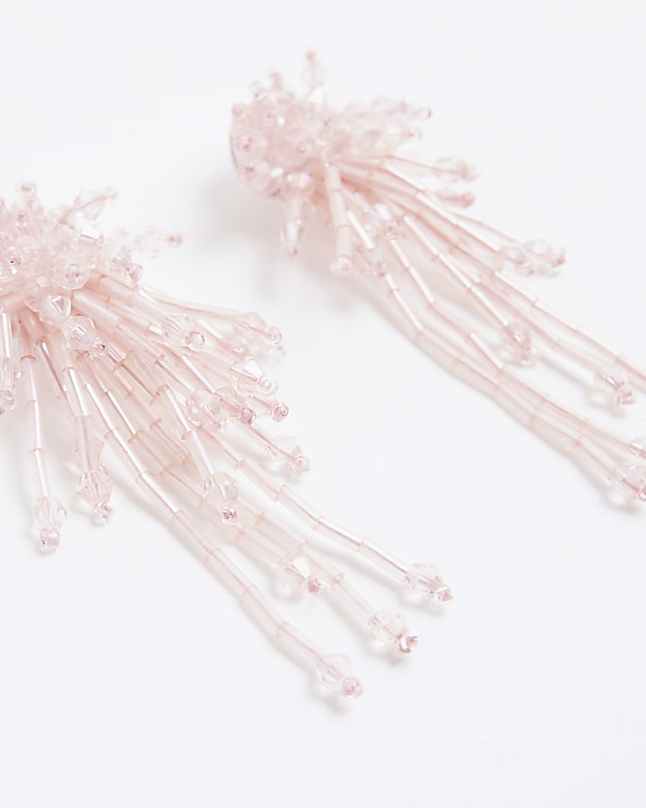 Pink Beaded Cascade Earrings