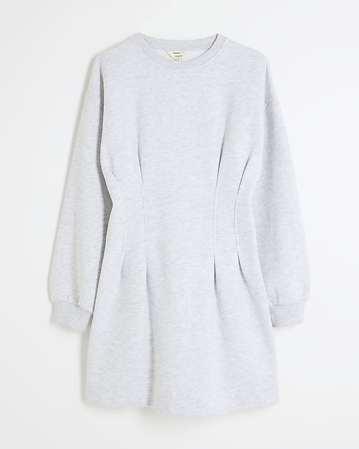 Grey Long Sleeve Corset Sweatshirt Dress