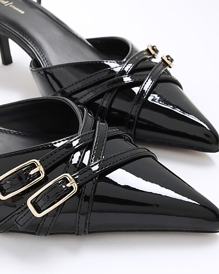 Black Strappy Court Heels