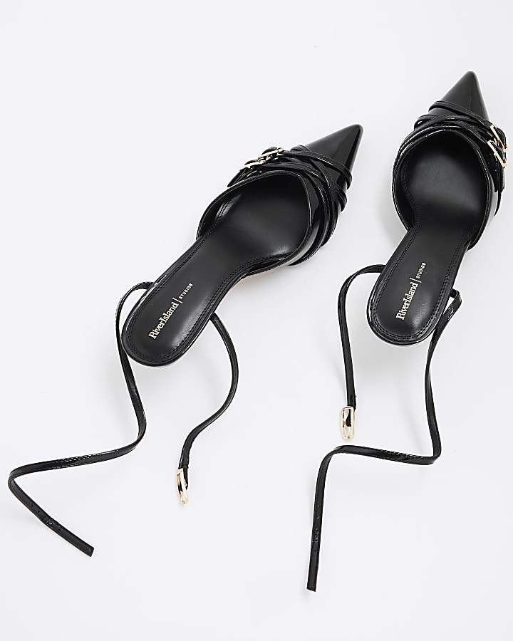 Black Strappy Court Heels