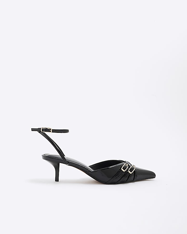 Black Strappy Court Heels