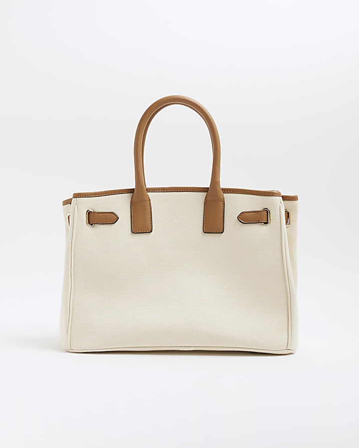 Beige Eye Print Tote Bag