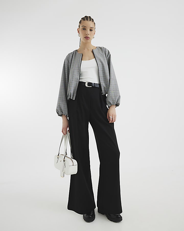 Black Belted Wide Leg Trousers