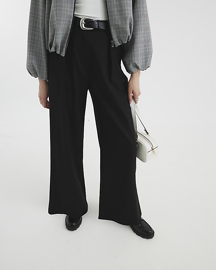 Black Belted Wide Leg Trousers